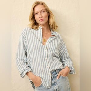 Faherty Laguna Linen Relaxed Shirt - Ocean Lucy Stripe